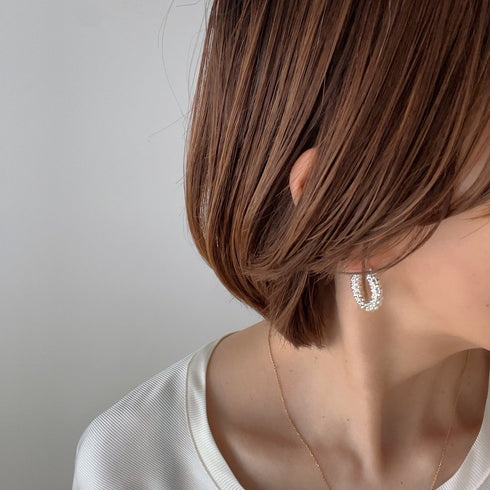 tweed pierce/earring
